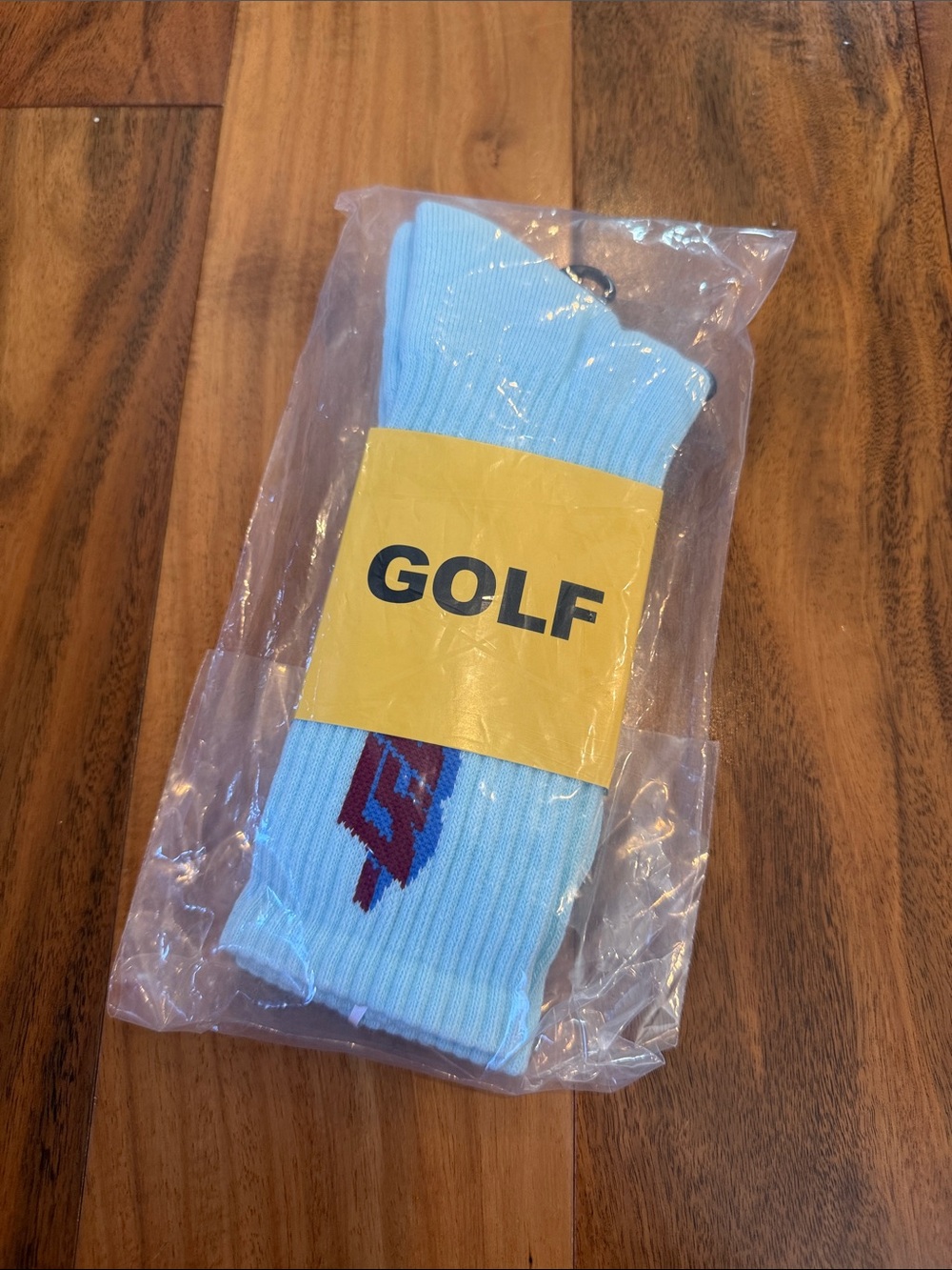 Golf Wang Light Blue Crew Socks with Red Logo
